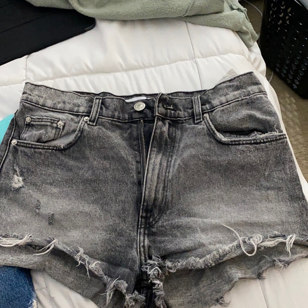 Grey denim shorts